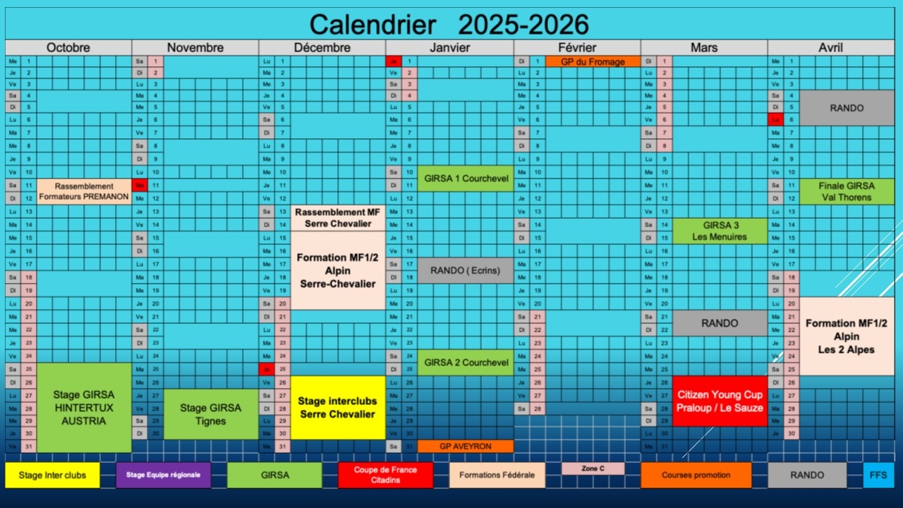 Calendrier 2025 - 2026